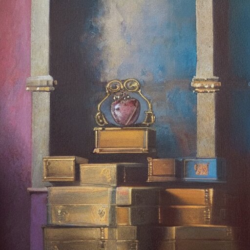 the most beautiful treasure within the castle's treasure room. oil on canvas. 