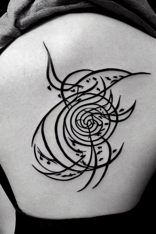 a simple tattoo design of birds flying in a 3 spiral, black ink, logo 