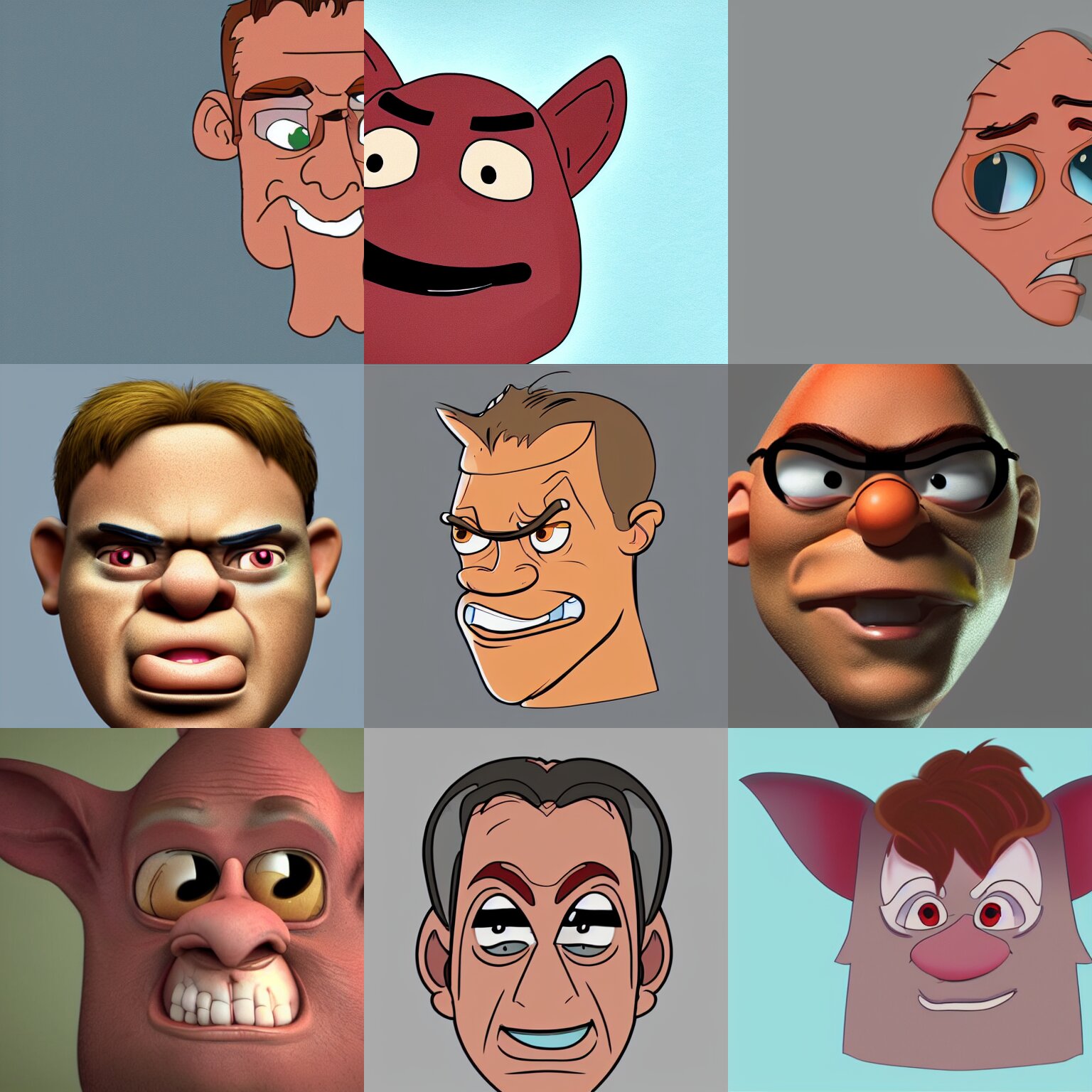 character design, matt damon, ren stimpy style, 2 d concept art head macro shot 