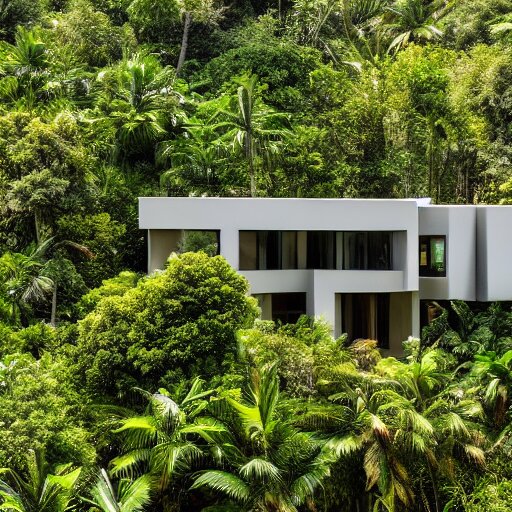 a modern mansion in the middle of the jungle, award winning photography, canon camera, 8k