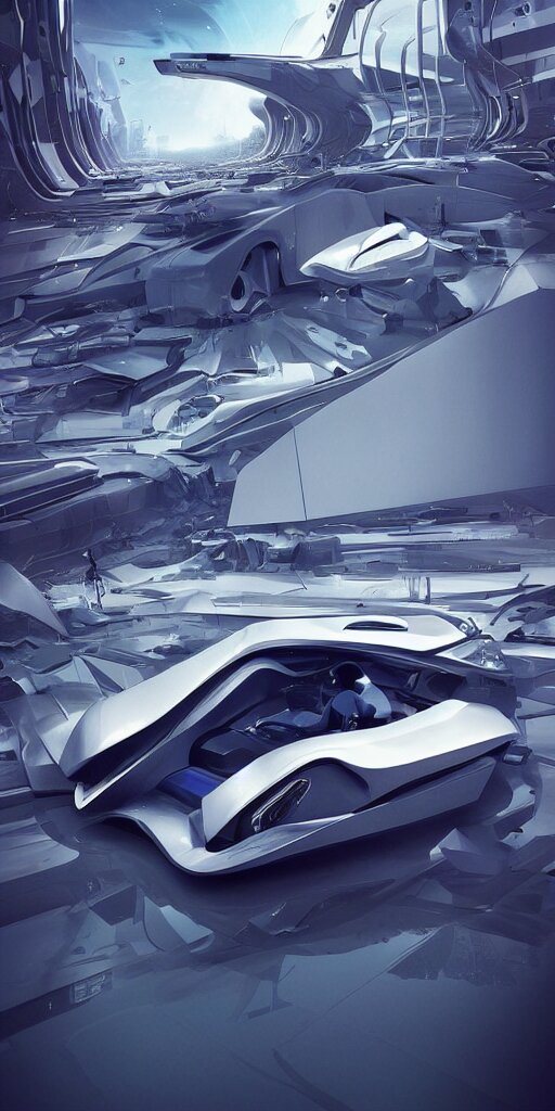 sci-fi 3d car, zaha hadid, wall structure, logotype, car, on, the coronation of napoleon painting, digital billboard in the middle, trending on artstation, octane render pinterest, keyshot product render pinterest, reflections, gloss, shiny, artwork in style of Sheng Lam