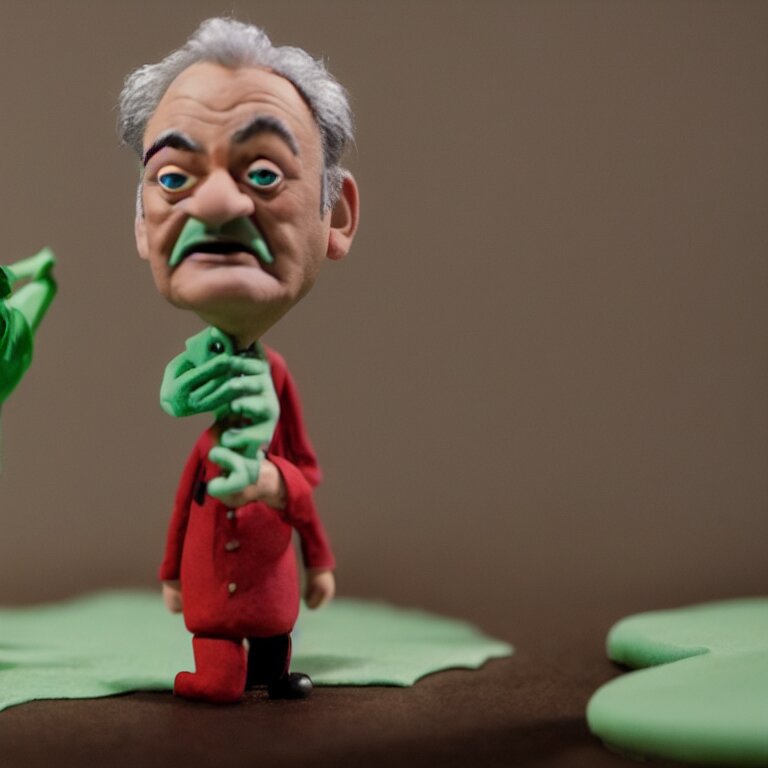 a silly cinematic film still of a claymation stop motion film starring bill murray, shallow depth of field, 8 0 mm, f 1. 8 