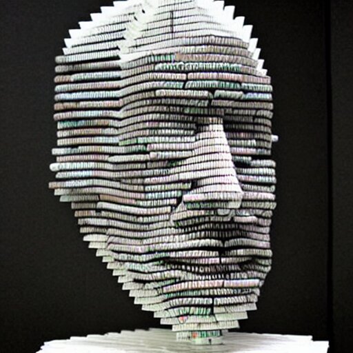 sculpture made out of empty plastic cigarette packs. 