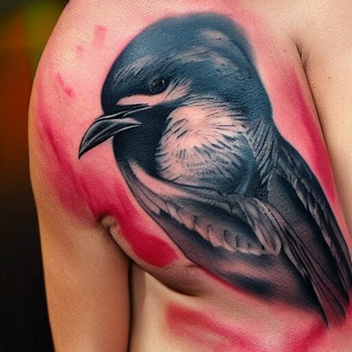 ink tatoo, a swallow with a black beard wearing an athletic bilbao shirt, 4 k, masterpiece 