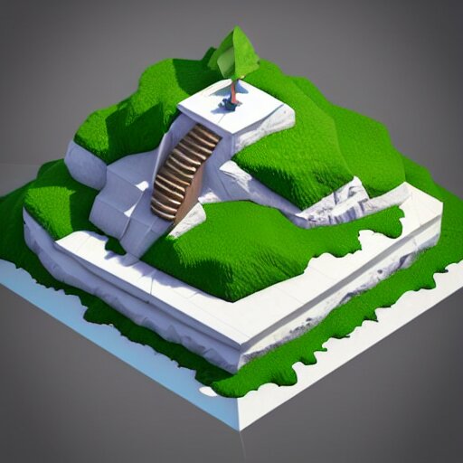 dream a floating island isometric art, low poly art, game art, artstation, 3D render, cgsociety