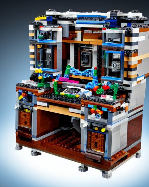 high quality photograph of an intricate detailed accurate lego set of a modern computer