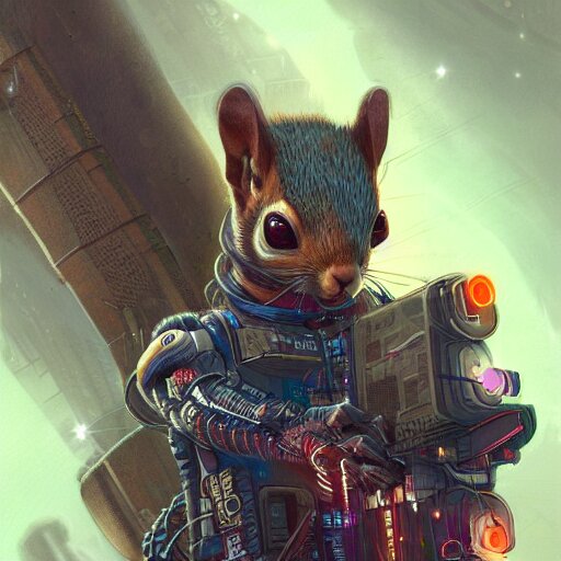 cyberpunk squirrel, cyborg, intricate, digital painting, artstation, intricate, concept art, smooth, sharp focus, unreal engine 