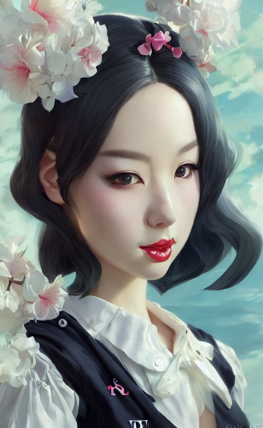 a pin up and beautiful fashion and charming and dreamlke japan girl with lv jewelry, character art, art by artgerm lau and kyoung hwan kim and and ilya kuvshinov and john singer sargent, hyperdetailed, 8 k realistic, symmetrical, frostbite 3 engine, cryengine, dof, trending on artstation, digital art 