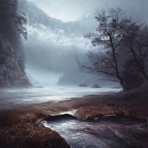 michal karcz grunge painting of a beautiful landscape. , detailed, elegant, intricate, 4k,