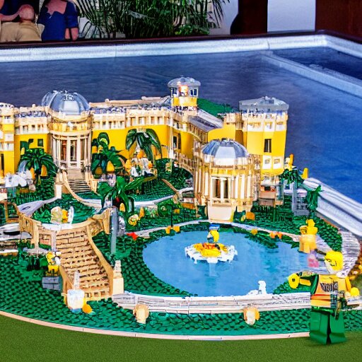 mar - a - lago lego set, fbi agents on the lawn, raid, tilt shift photography 