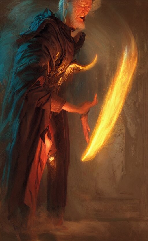 a mage casting a curse on himself by wlop and kev walker and delphin enjolras and daniel f. gerhartz 