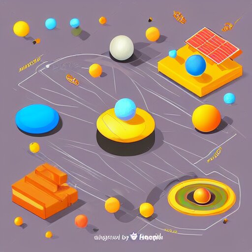 cute isometric solar system 