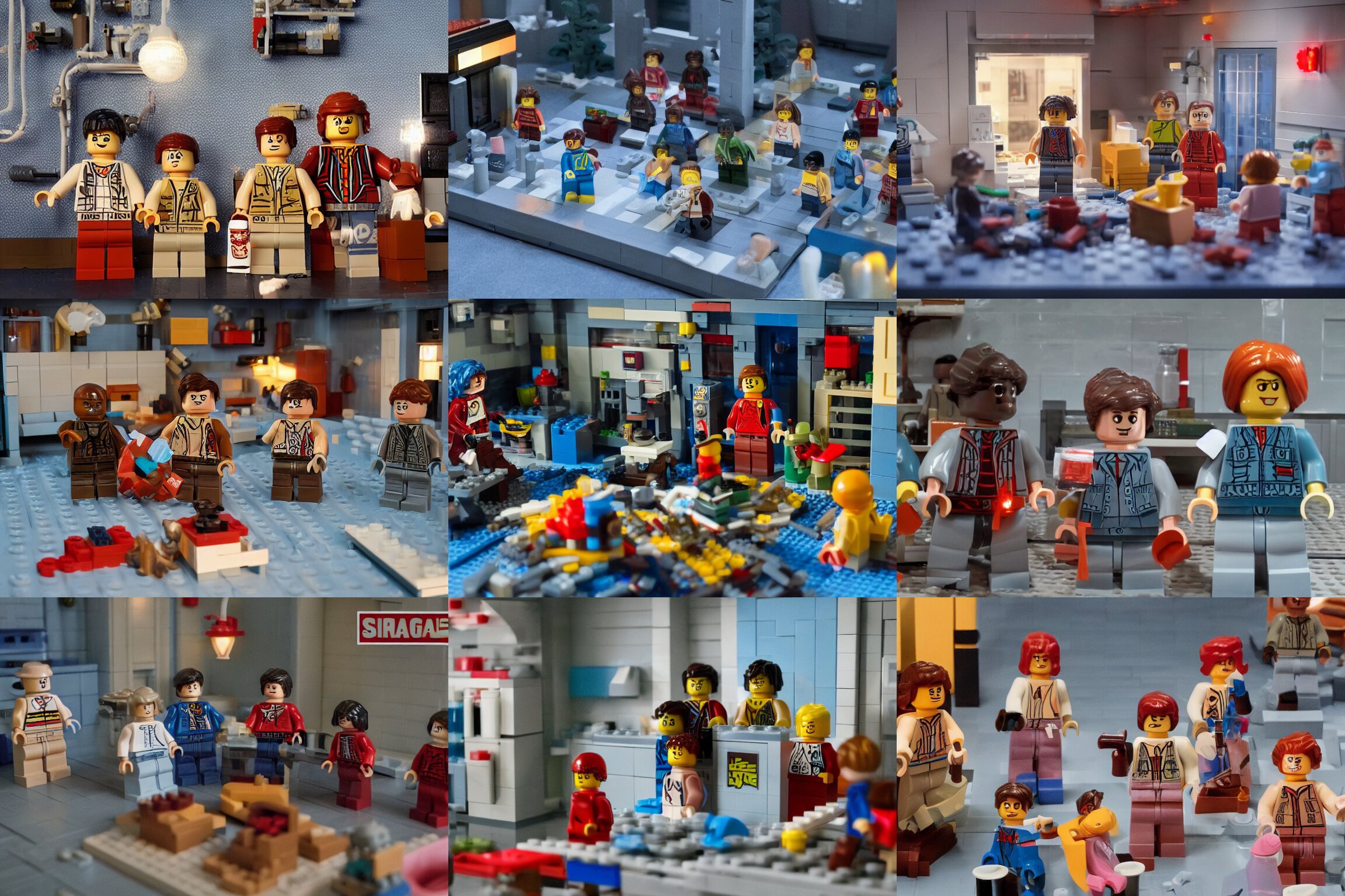 a still scene from stranger things made of lego. high quality, good light, 