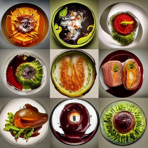 Award winning photos of the most disgusting looking gourmet food ever created, studio lighting, extremely detailed