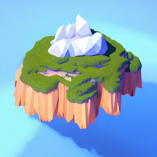 a floating island on an ocean isometric art, low poly art, game art, artstation, 3D render, cgsociety, unreal engine 5