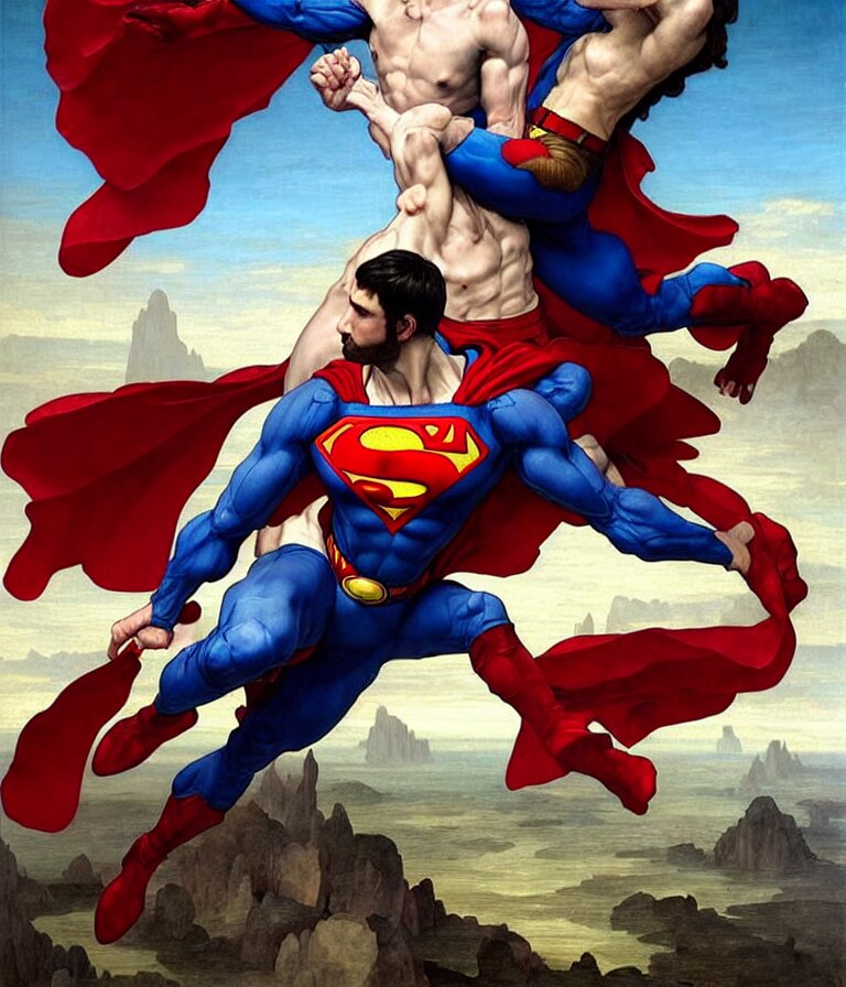 Lexica - Renaissance painting of aggressive evil superman strangling a ...