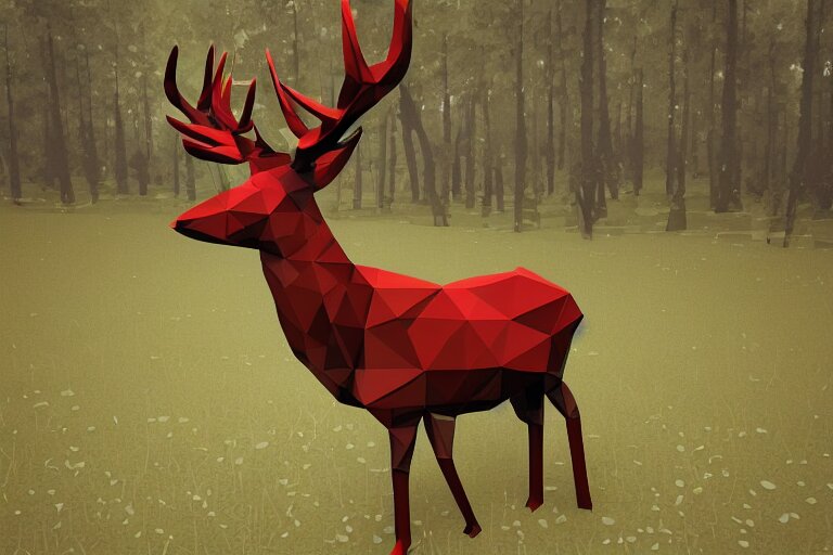 lowpoly art of red deer 