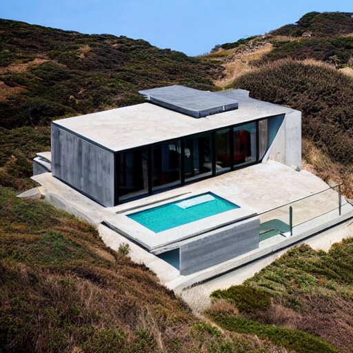 a modern concrete house on the bluffs overlooking the ocean in big sur california 