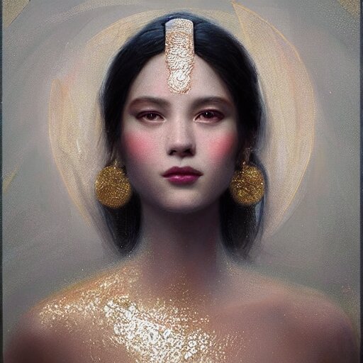 a beautiful portrait of a pearl goddess with glittering skin by greg rutkowski and raymond swanland, trending on artstation, ultra realistic digital art 