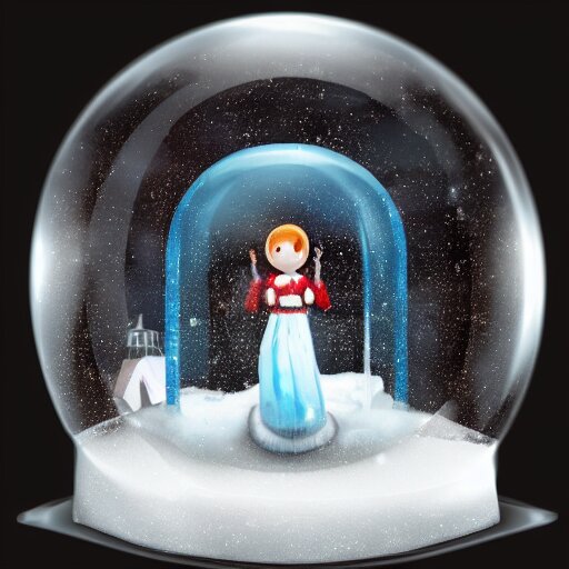 A snowglobe with a human trapped inside, the human is terrified banging on the glass, trending on artstation