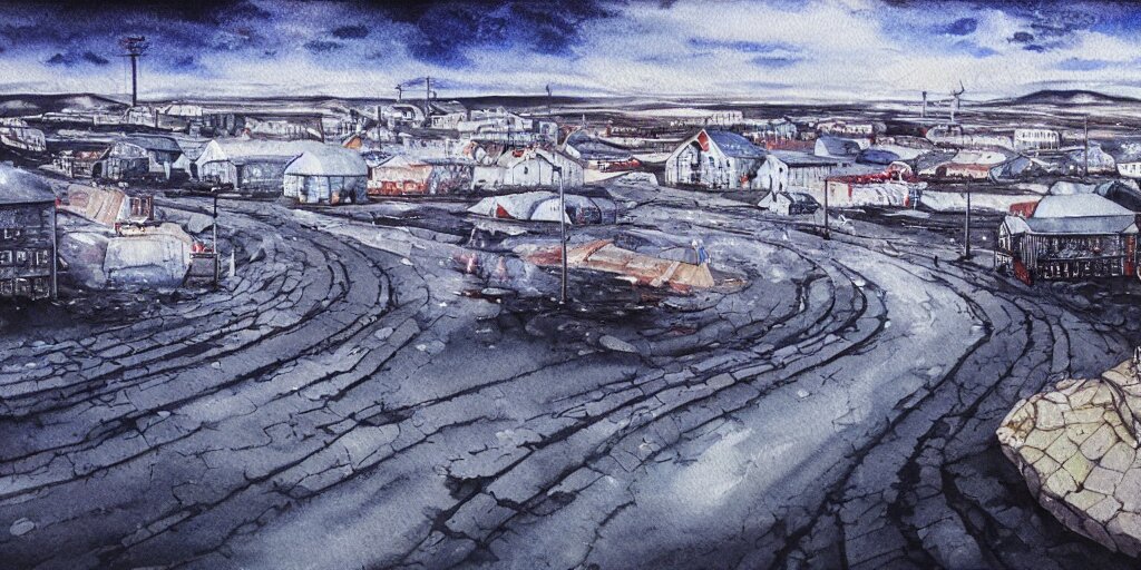 norilsk russian town, lunar spimoonwalker photo, city street on the moon, a detailed image of a future norilsk base, sci fi, minimal masterpiece watercolor painting, trending on artstation 