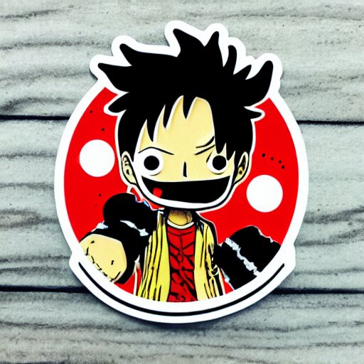 die cut sticker, luffy is joyboy, splatter paint on paper 