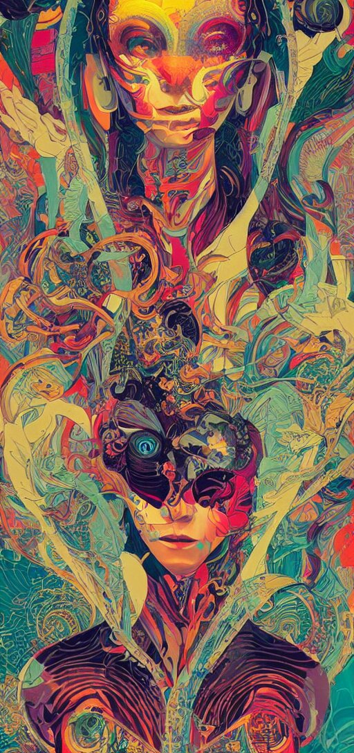 Tristan Eaton, victo ngai, peter mohrbacher, artgerm portrait of a global consciousness. psychedelic. neon colors