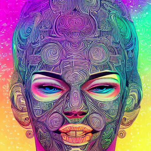 the head of a beautiful woman partially made of rainbows, an ultrafine detailed illustration by james jean, final fantasy, intricate linework, bright colors, behance contest winner, vanitas, angular, altermodern, unreal engine 5 highly rendered, global illumination, radiant light, detailed and intricate environment 