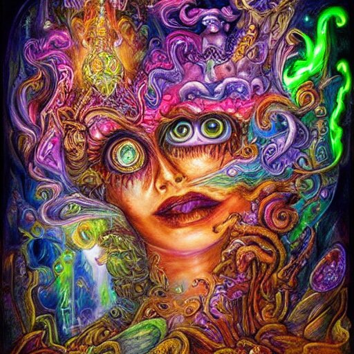 Nightmare Monsters radiant Josephine Wall surrealism radiant retro glowing neon