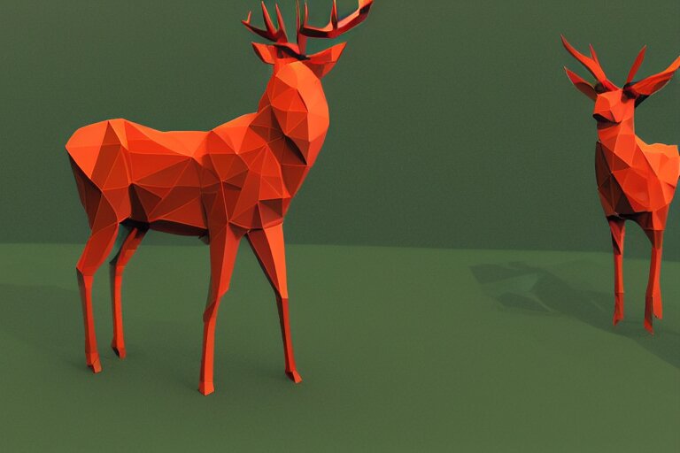 lowpoly art of red deer 