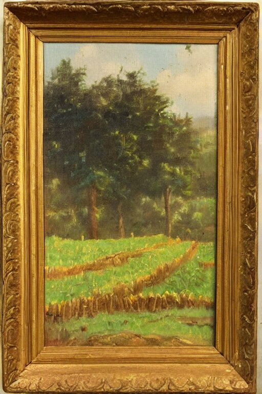 vintage oil painting of a farm landscape 