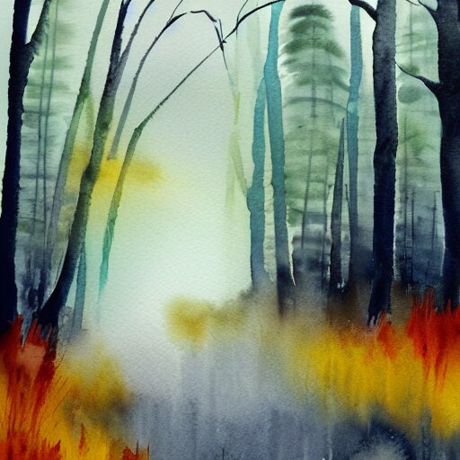 watercolor foggy forrest