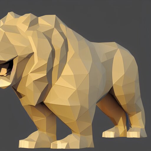 a full body, low poly 2d render of a lion, sideview, ultr hd