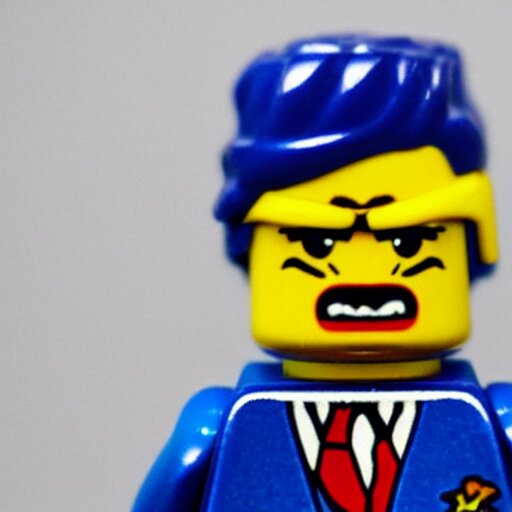 lego minifig of donald trump looking angry 