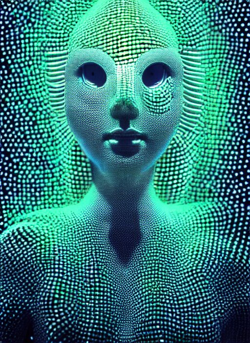 3 d goddess medium shot profile portrait. beautiful intricate highly detailed mask made entirely of bubbles and dragonfly wings. optical mineralogy, chitin, oil on water, reflections, refractions, creature, artwork by yayoi kusama, tooth wu and wlop and beeple and greg rutkowski, 