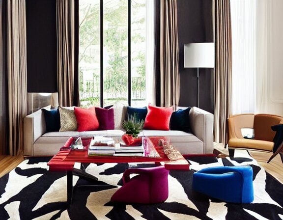 apartment designed by nate berkus, rich royal colors 