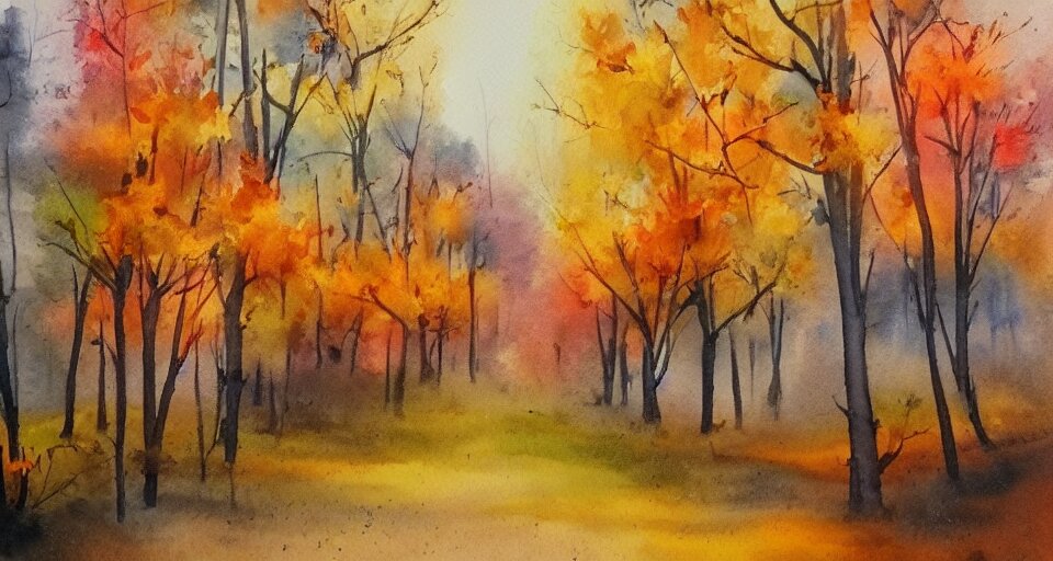 autumn watercolor by arti chauhan trending on artstation 