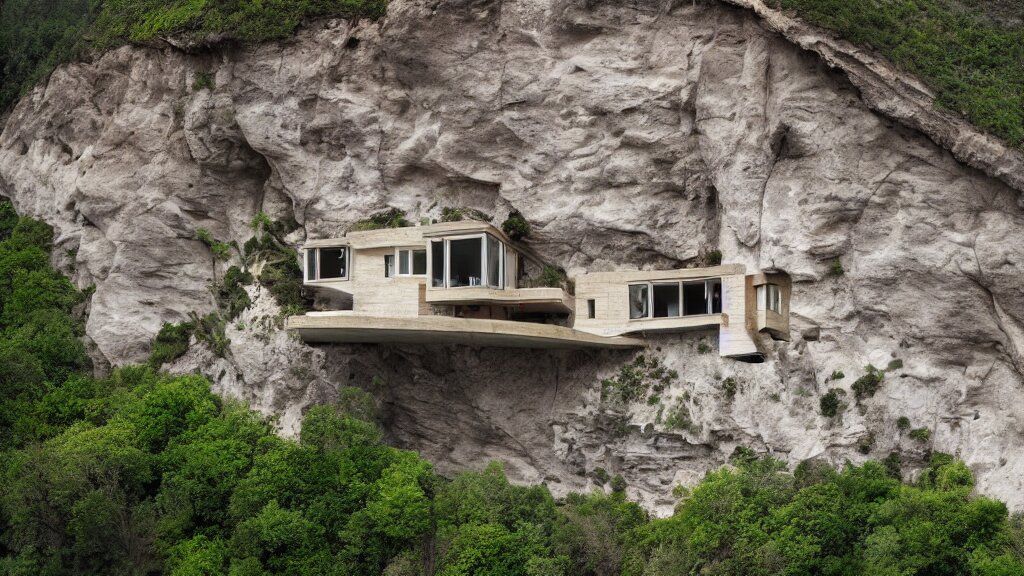 house built on the side of a cliff, award winning photo