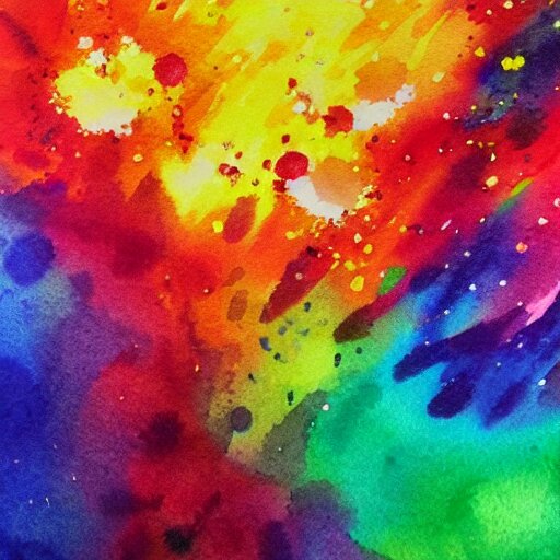 water color on paper, rainbow explosions, highly detailed, artstation, masterpiece, award - winning, 