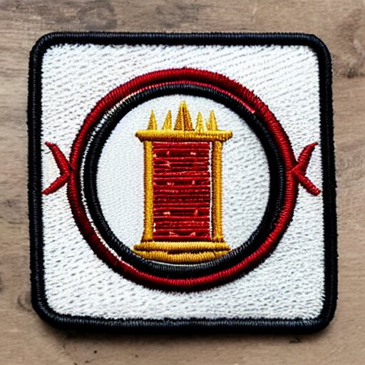 plain yet detailed, fire station flame embroidered patch retro design 