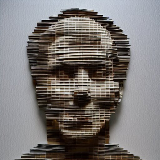 a photograph of a man made entirely of paper 