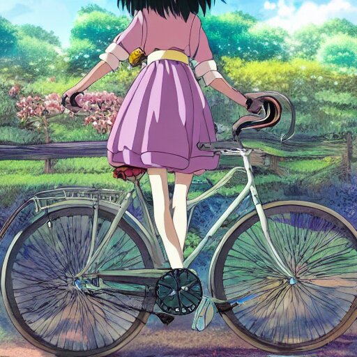 Lexica Anime Girl Riding Bicycle In Highly Detailed Japanese