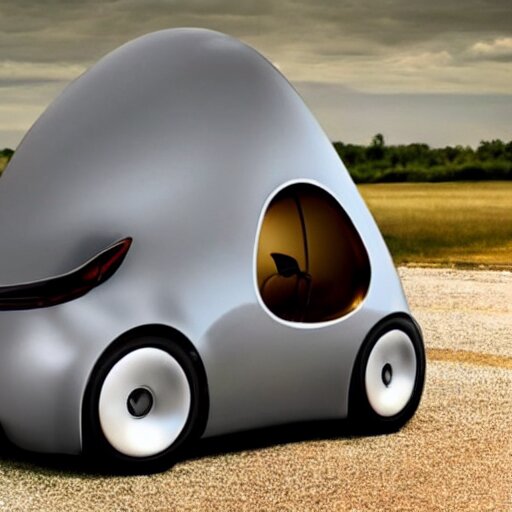 a car shaped like an acorn, concept, 