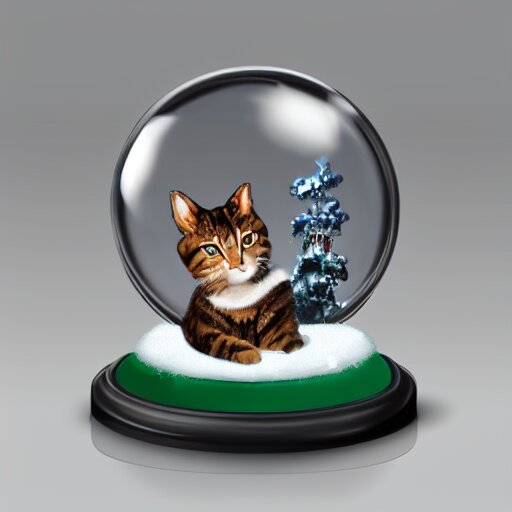 snow globe of cat cyber war, artstation, photorealism 