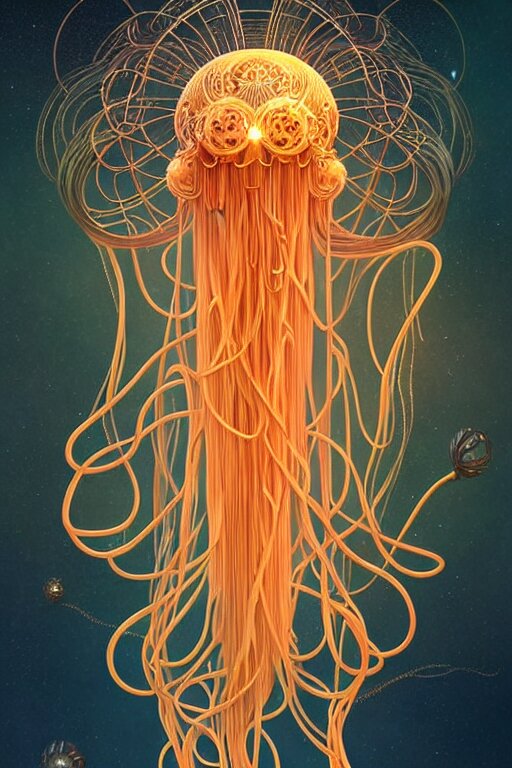 Lexica Beautiful spaghetti jellyfish warrior, ethereal art deco
