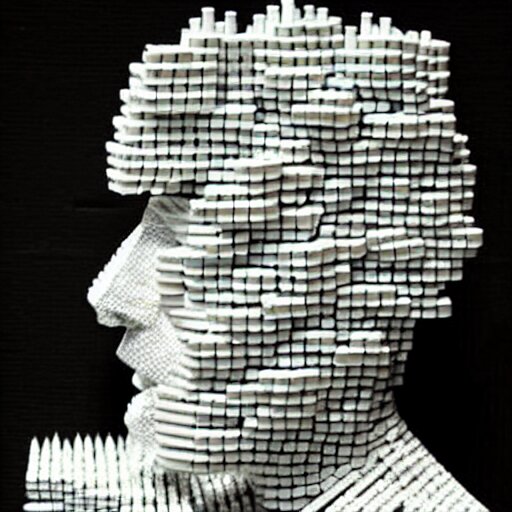 sculpture made out of empty plastic cigarette packs. 