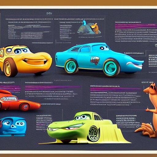 Disney Pixar's Cars biology anatomy chart study - Arthub.ai