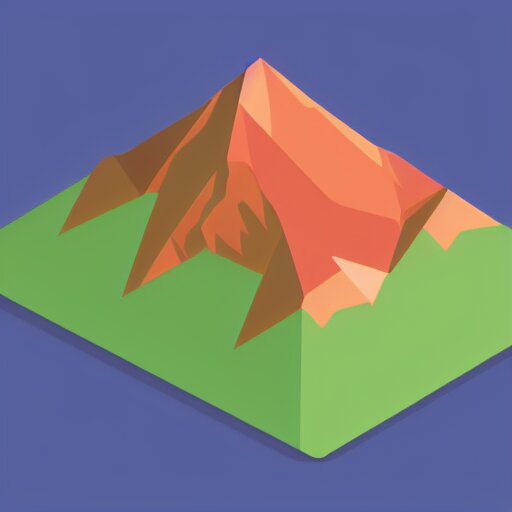 isometric view of a mountain with red gems as resources, svg