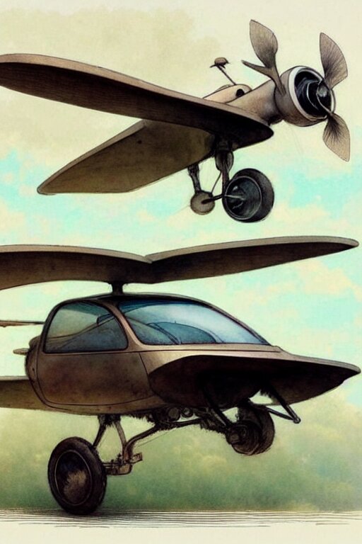 (((((2050s inventors flying car . muted colors.))))) by Jean-Baptiste Monge !!!!!!!!!!!!!!!!!!!!!!!!!!!