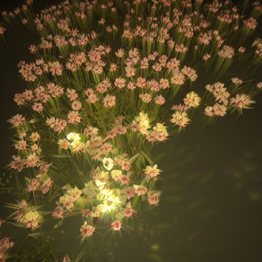 Luminescent flower blooming at twilight, realism, photorealism, f 3.5, photography, highly detailed, vray, volumetric lighting, unreal engine